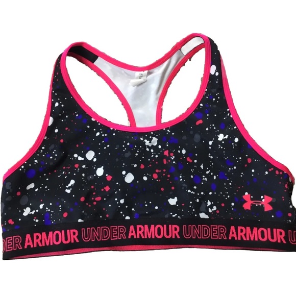 UNDER ARMOUR Girls size Y XL HEAT GEAR PAINT SPLATTERED SPORTS BRA - Picture 1 of 3
